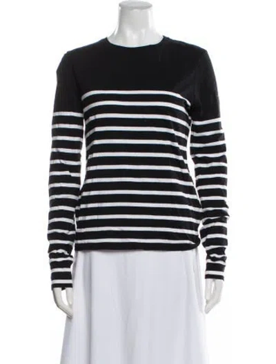 Pre-owned La Ligne Striped Crew Neck Top In Black