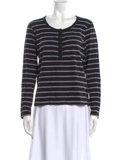 Pre-owned La Ligne Striped Crew Neck Top In Black