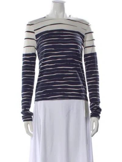 Pre-owned La Ligne Striped Crew Neck Top In Blue