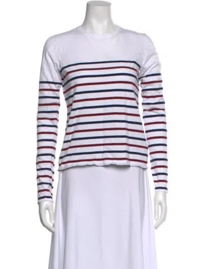 Pre-owned La Ligne Striped Crew Neck Top In White