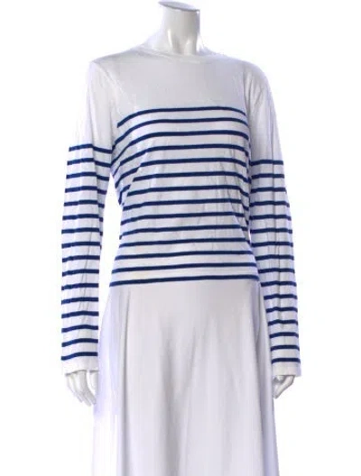 Pre-owned La Ligne Striped Crew Neck Top In White
