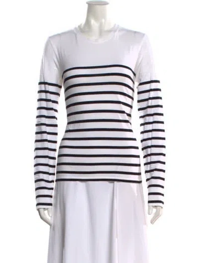Pre-owned La Ligne Striped Crew Neck Top In White