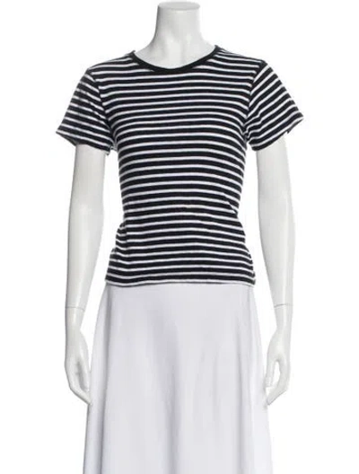 Pre-owned La Ligne Striped Crew Neck T-shirt In Black