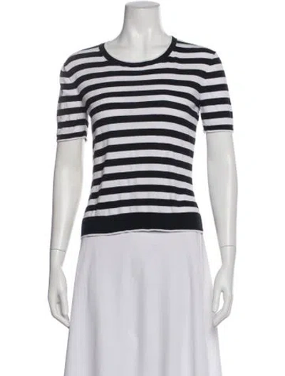 Pre-owned La Ligne Striped Crew Neck T-shirt In Black