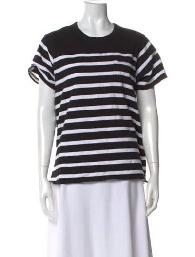 Pre-owned La Ligne Striped Crew Neck T-shirt In Black