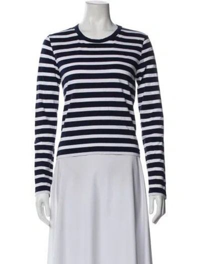 Pre-owned La Ligne Striped Crew Neck T-shirt In Blue