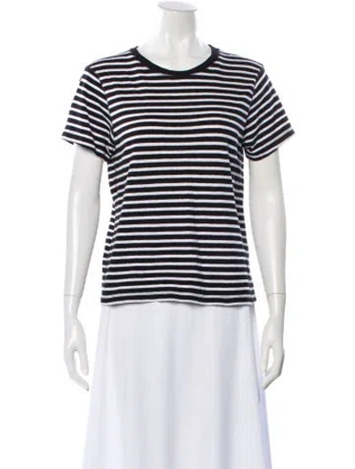 Pre-owned La Ligne Striped Crew Neck T-shirt In Blue