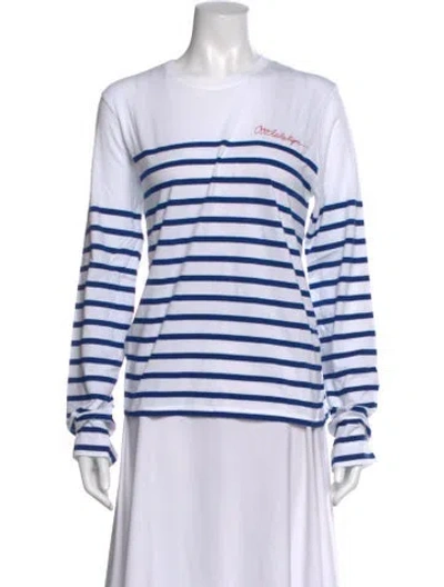 Pre-owned La Ligne Striped Crew Neck T-shirt In Blue