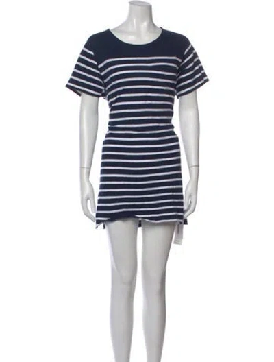 Pre-owned La Ligne Striped Crew Neck T-shirt In Blue