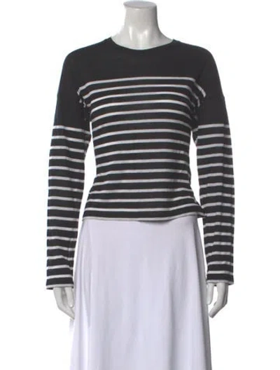 Pre-owned La Ligne Striped Crew Neck T-shirt In Gray