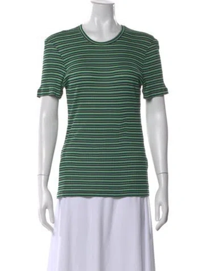 Pre-owned La Ligne Striped Crew Neck T-shirt In Green