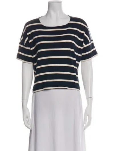 Pre-owned La Ligne Striped Crew Neck T-shirt In Green