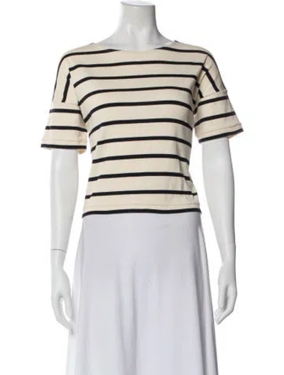 Pre-owned La Ligne Striped Crew Neck T-shirt In Neutral
