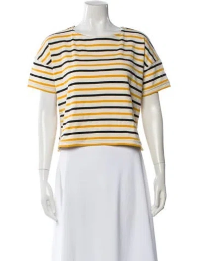 Pre-owned La Ligne Striped Crew Neck T-shirt In Neutral