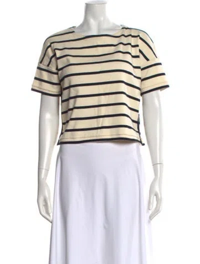 Pre-owned La Ligne Striped Crew Neck T-shirt In Neutral