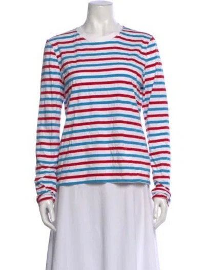 Pre-owned La Ligne Striped Crew Neck T-shirt W/ Tags In White