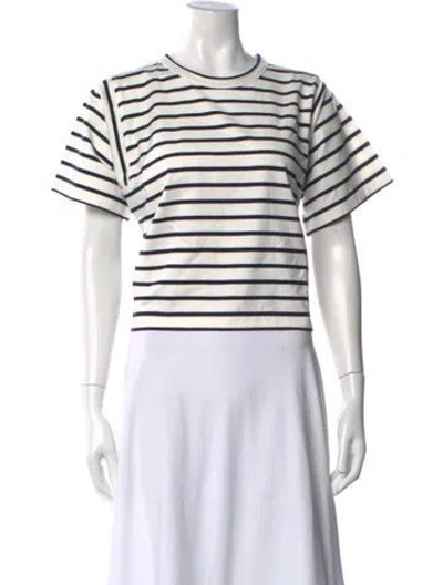 Pre-owned La Ligne Striped Crew Neck T-shirt W/ Tags In White