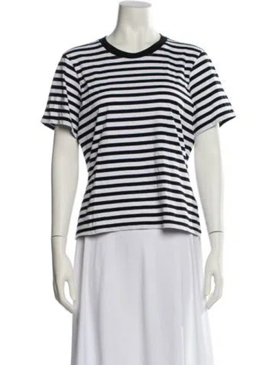 Pre-owned La Ligne Striped Crew Neck T-shirt In White