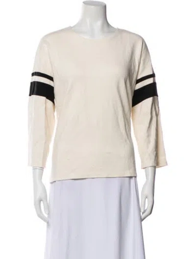 Pre-owned La Ligne Striped Crew Neck T-shirt In White