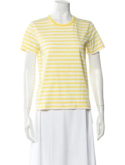 Pre-owned La Ligne Striped Crew Neck T-shirt In White