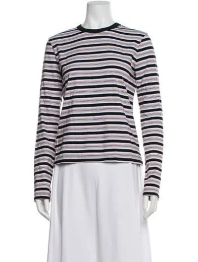 Pre-owned La Ligne Striped Crew Neck T-shirt In White