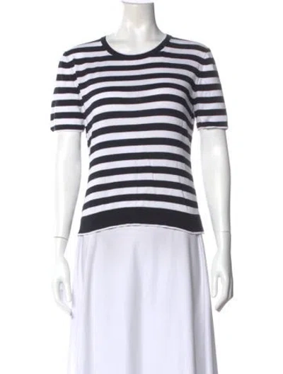 Pre-owned La Ligne Striped Crew Neck T-shirt In White