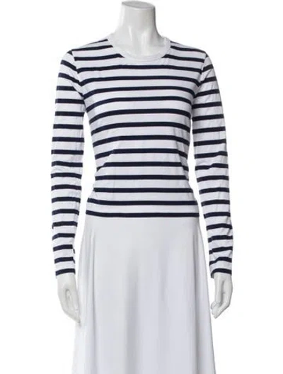 Pre-owned La Ligne Striped Crew Neck T-shirt In White