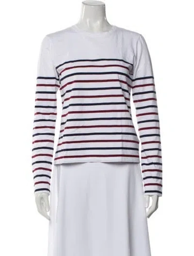 Pre-owned La Ligne Striped Crew Neck T-shirt In White