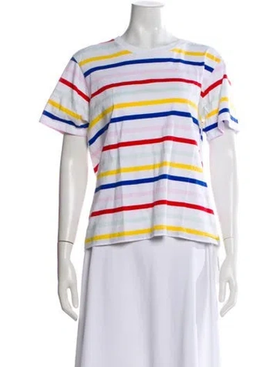 Pre-owned La Ligne Striped Crew Neck T-shirt In White