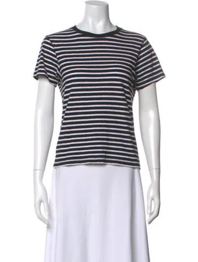 Pre-owned La Ligne Striped Crew Neck T-shirt In White