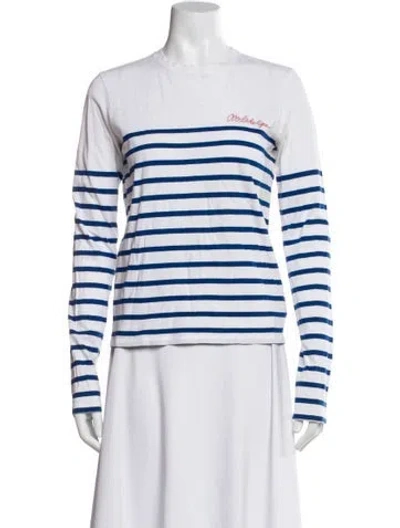 Pre-owned La Ligne Striped Crew Neck T-shirt In White