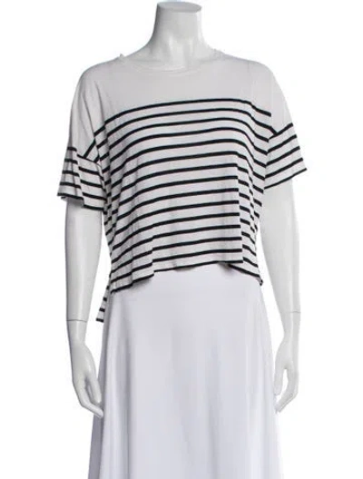 Pre-owned La Ligne Striped Crew Neck T-shirt In White