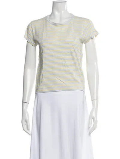Pre-owned La Ligne Striped Crew Neck T-shirt In White