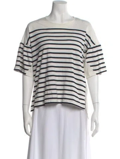 Pre-owned La Ligne Striped Crew Neck T-shirt In White