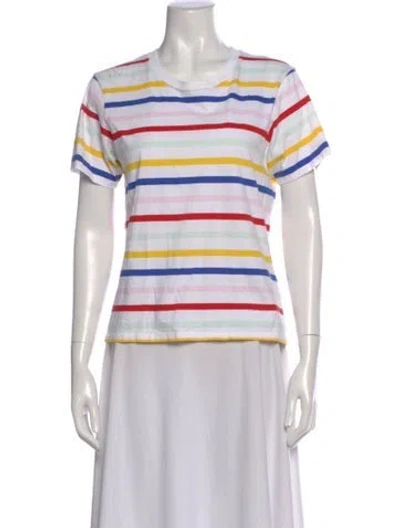 Pre-owned La Ligne Striped Crew Neck T-shirt In White