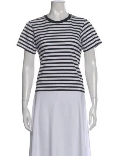 Pre-owned La Ligne Striped Crew Neck T-shirt In White