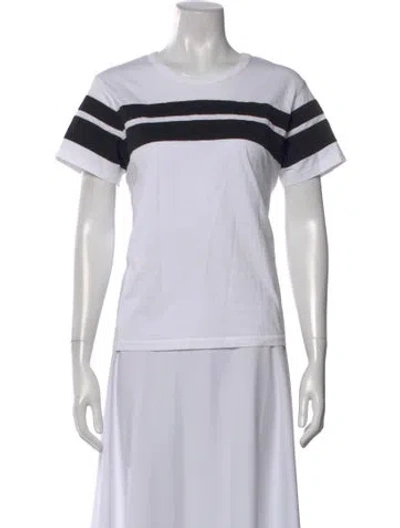 Pre-owned La Ligne Striped Crew Neck T-shirt In White