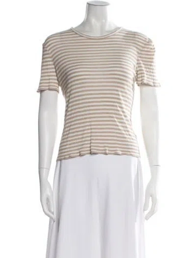 Pre-owned La Ligne Striped Crew Neck T-shirt In White