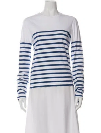 Pre-owned La Ligne Striped Crew Neck T-shirt In White