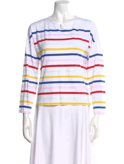Pre-owned La Ligne Striped Crew Neck T-shirt In White