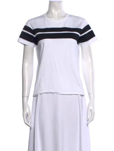 Pre-owned La Ligne Striped Crew Neck T-shirt In White