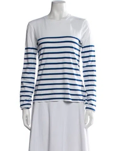 Pre-owned La Ligne Striped Crew Neck T-shirt In White