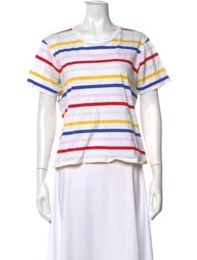 Pre-owned La Ligne Striped Crew Neck T-shirt In White