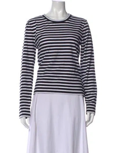 Pre-owned La Ligne Striped Crew Neck T-shirt In White