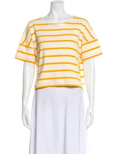 Pre-owned La Ligne Striped Crew Neck T-shirt In Yellow
