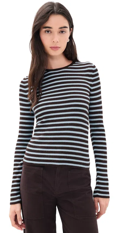 La Ligne Striped Fitted Sweater Chocolate/sky