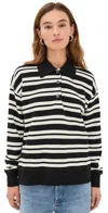La Ligne Striped Silk, Wool And Cashmere-blend Polo Sweater In Multi