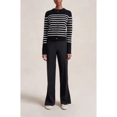 La Ligne Striped Lean Lines Cardigan In Black