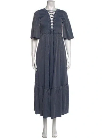 Pre-owned La Ligne Striped Long Dress In Blue
