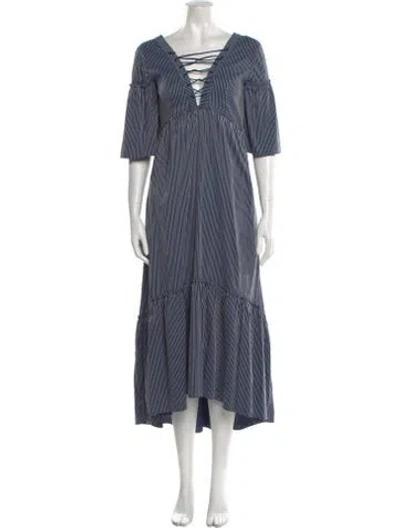 Pre-owned La Ligne Striped Long Dress In Blue